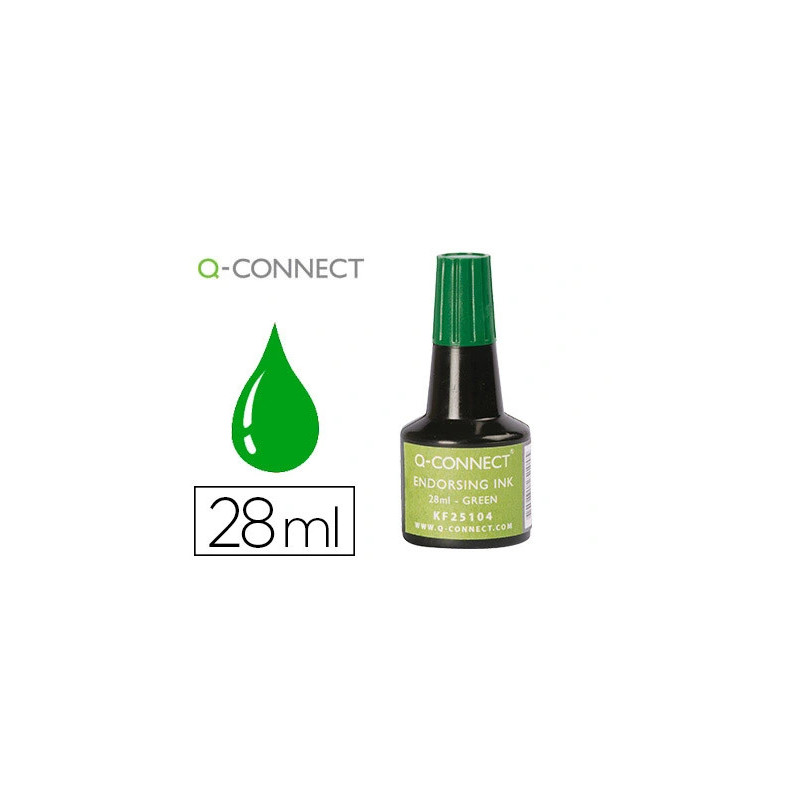 Encre à tampons q-connect pour feutre ou mousse coloris vert flacon 28ml