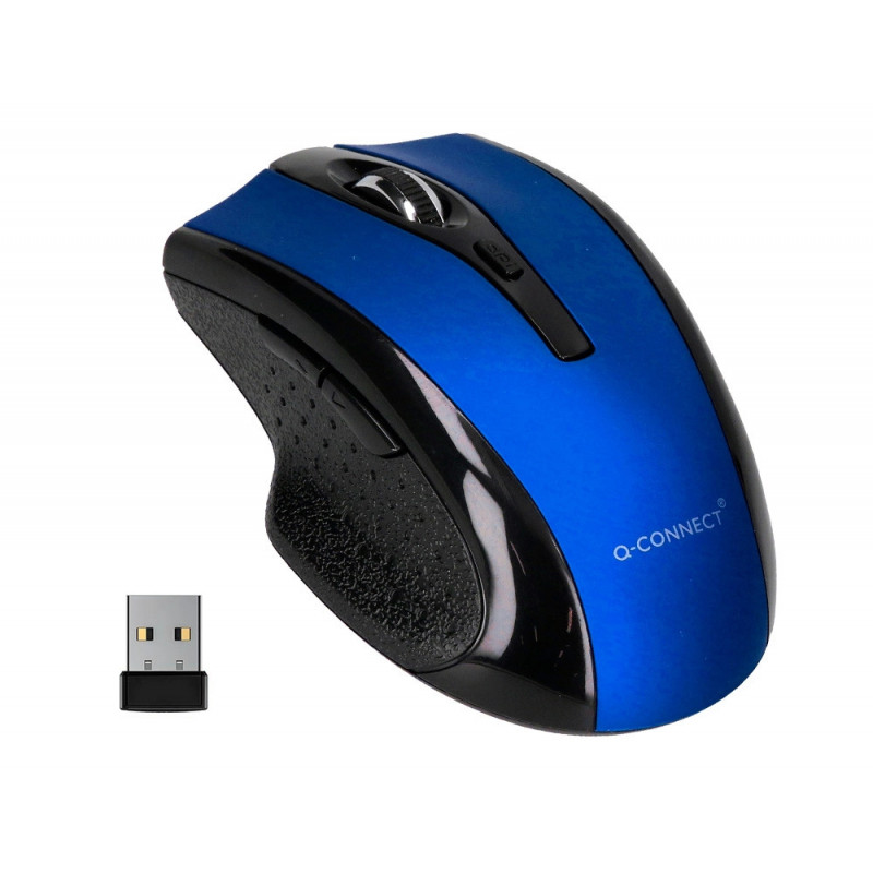 Souris q-connect sans fil optique 1000dpi recepteur usb 2,4ghz coloris bleu