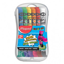 MAPED Boîte plastique de 12 tubes de gouache COLOR'PEPS