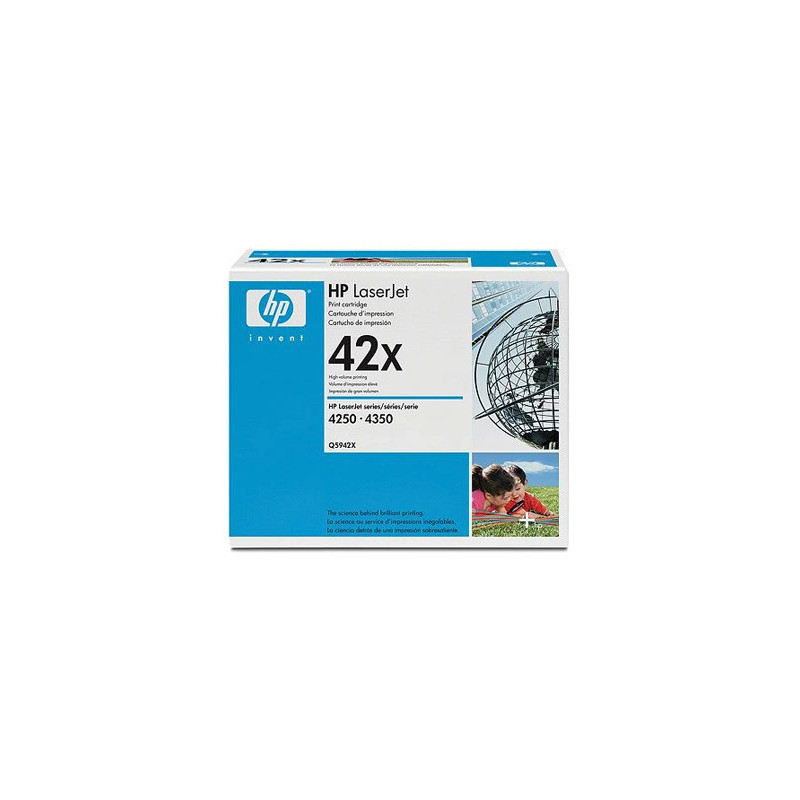 Toner laser hp 42x q5942x pour laserjet 4250/4350 couleur noir 20000p