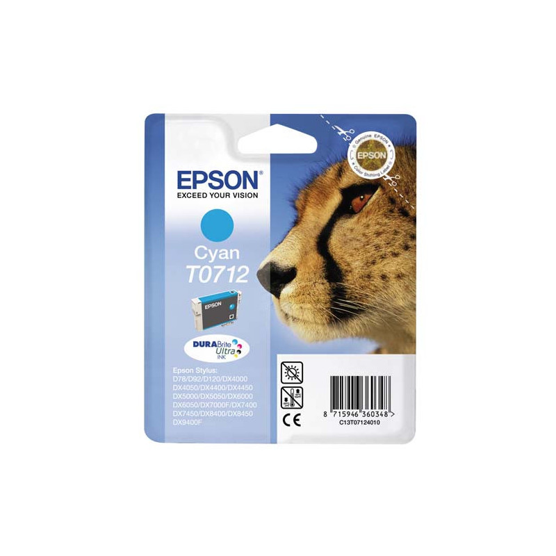 EPSON Cartouche Jet d'Encre DURABrite Ultra Cyan ''Guépard'' - C13T07124012