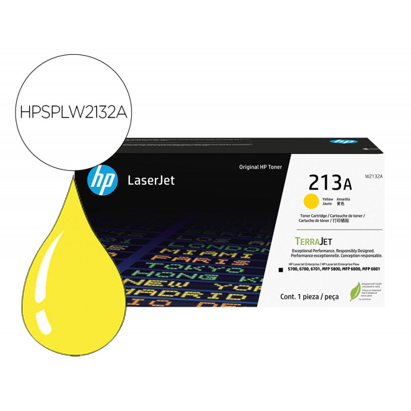 Toner laser hp original 213a (w2132a) 3000p jaune