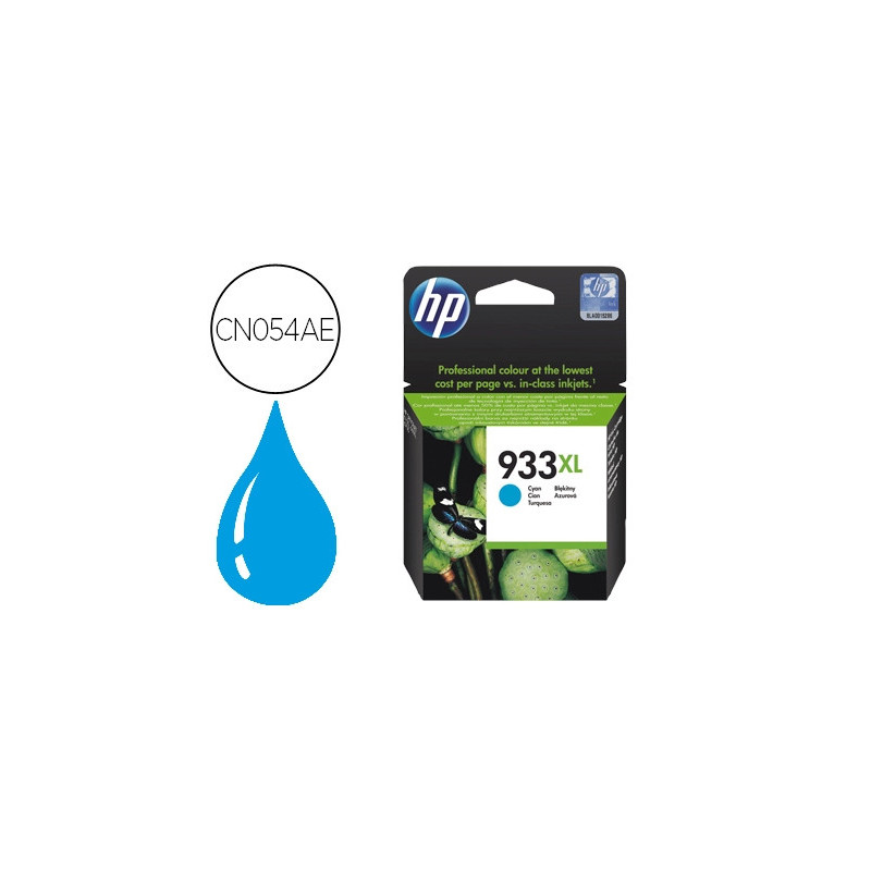 Cartouche hp 933xl jet d'encre cn054ae couleur cyan haute capacité 825p