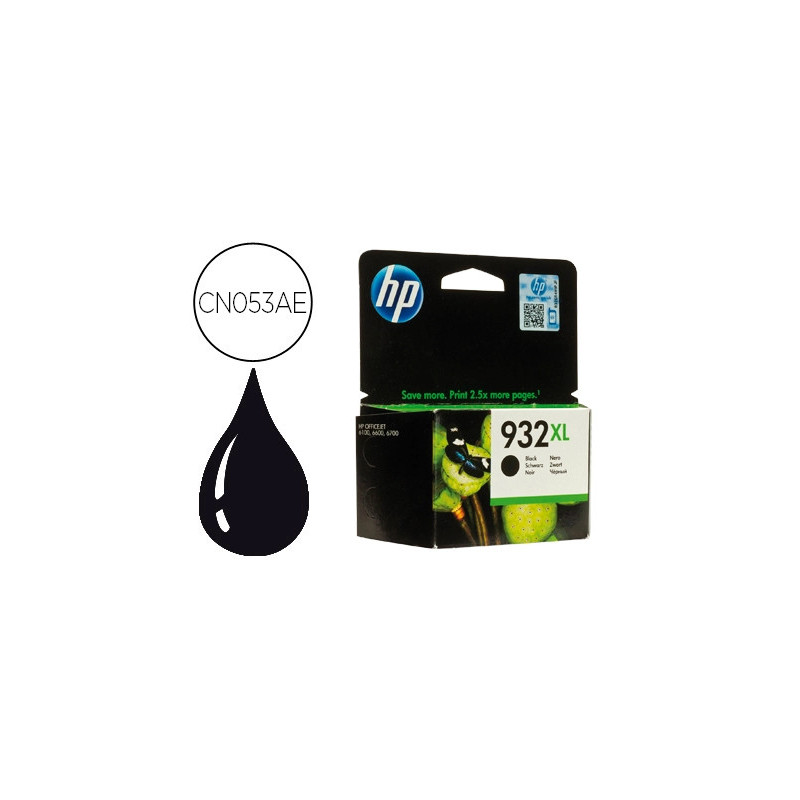 Cartouche hp 932xl jet d'encre cn053ae couleur noir 1000p