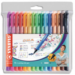 STABILO pointMax stylo-feutre pointe moyenne (0,8 mm) - Pochette de 15 stylos-feutres - Coloris assortis