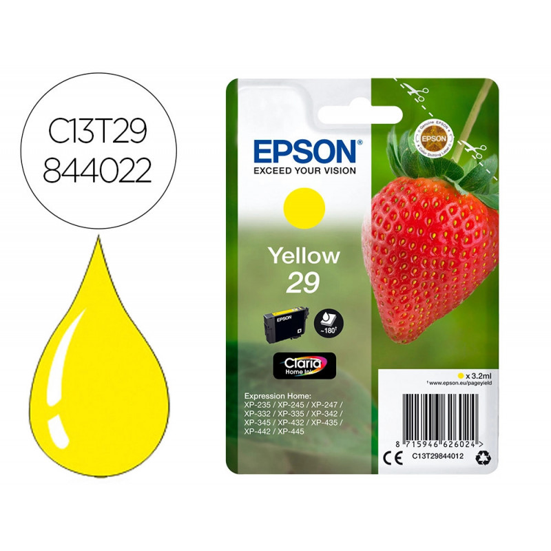 Cartouche encre epsoná singlepack 29 claria home ink fresa rf+am jaune