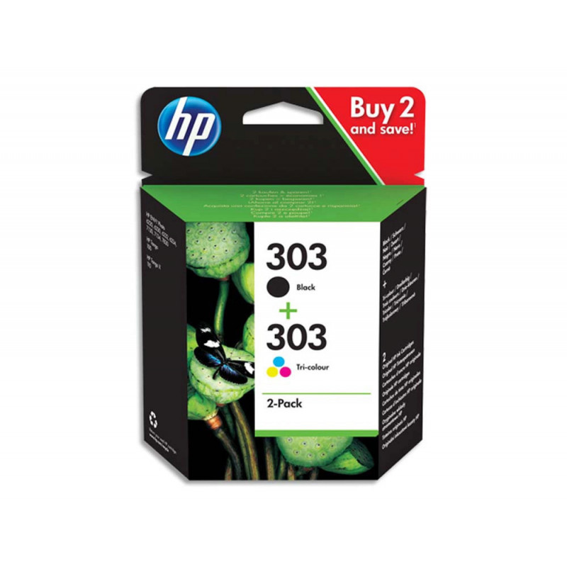 Cartouche hp 303 jet d'encre combo pack couleur noir 200p / tricolor 165p