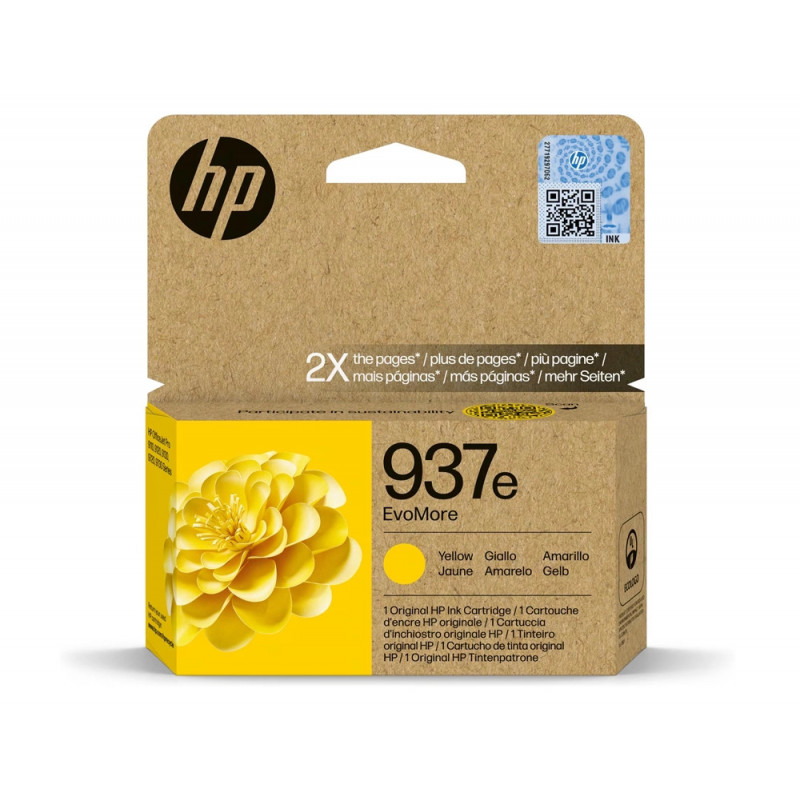 Cartouche hp jet d'encre 937e evomore 4s6w8ne coloris jaune 1650p