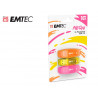 Cle usb emtec 2.0 c410 trio 16gb pack 3 coloris neon orange jaune rose