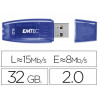 Clé usb emtec 2.0 c410 32go vitesse lecture 15mb/s écriture 5mb/s avec capuchon coloris transparent bleu