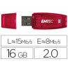 Clé usb emtec 2.0 c410 16go vitesse lecture 15mb/s écriture 5mb/s avec capuchon coloris transparent rouge
