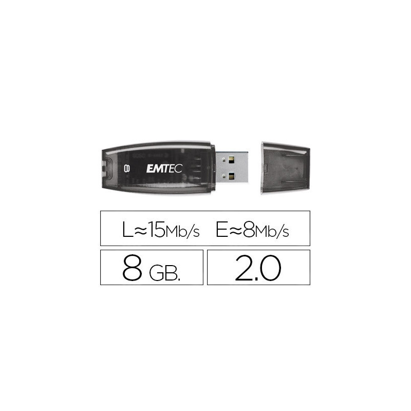 Clé usb emtec 2.0 c410 8go vitesse lecture 15mb/s écriture 5mb/s avec capuchon coloris transparent violet