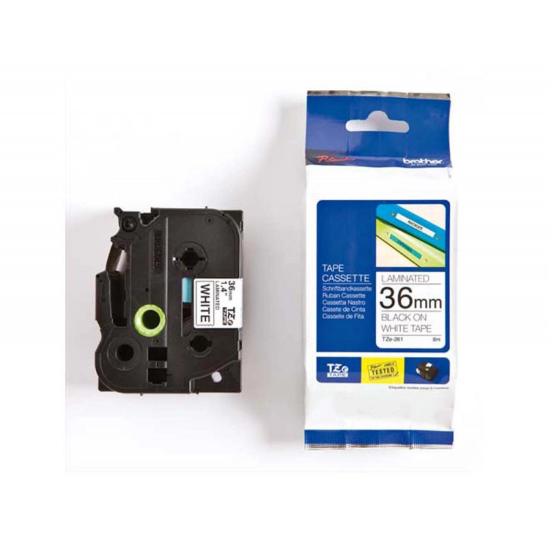 BROTHER Ruban pour PTOUCH laminé Noir/Blanc 36mmx8m TZE261