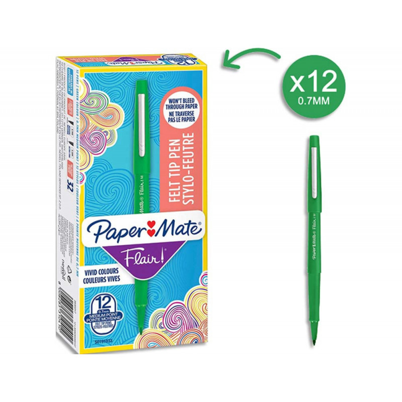 PAPERMATE Stylo feutre Flair Original, pointe M Trait 0,7 mm Vert