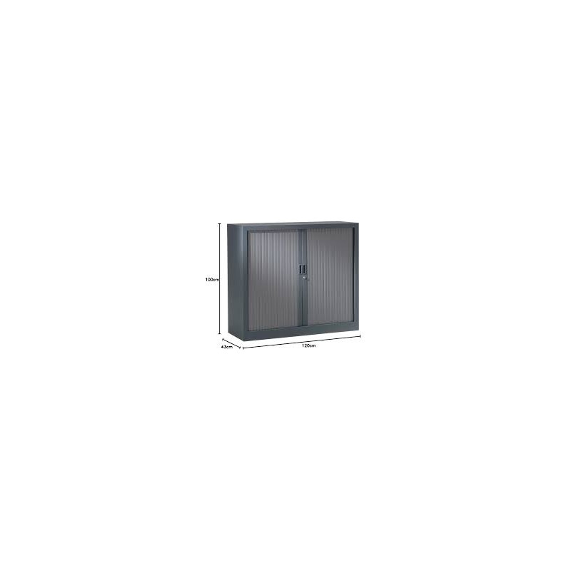ARMOIRE RIDEAUX H100 X L120 2 ETAGERES GRIS ANTHRACITE