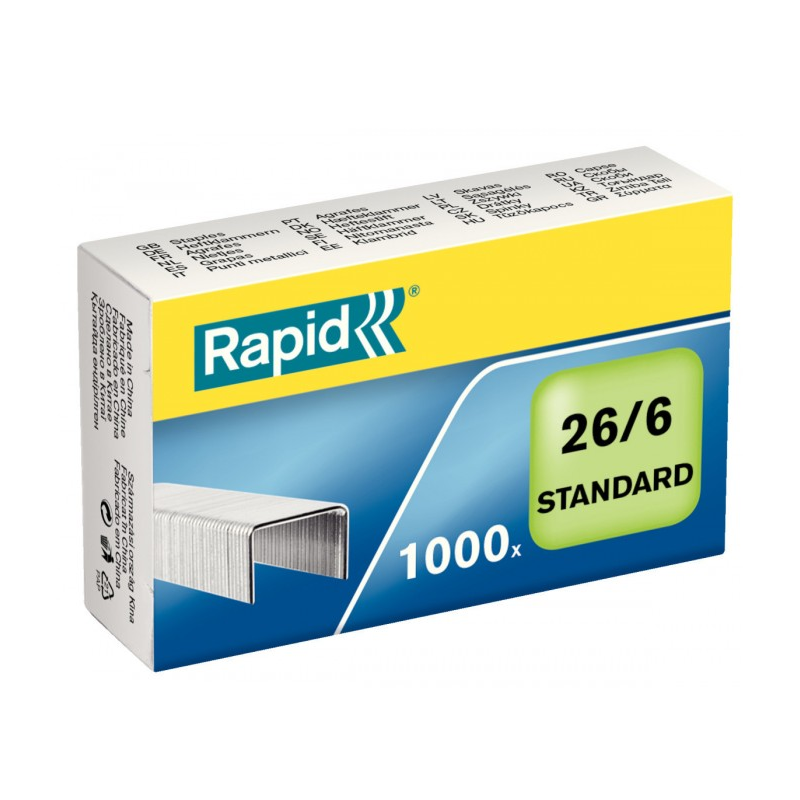 RAPID Agrafes Nº26/6 galvanisées en boîte de 1000
