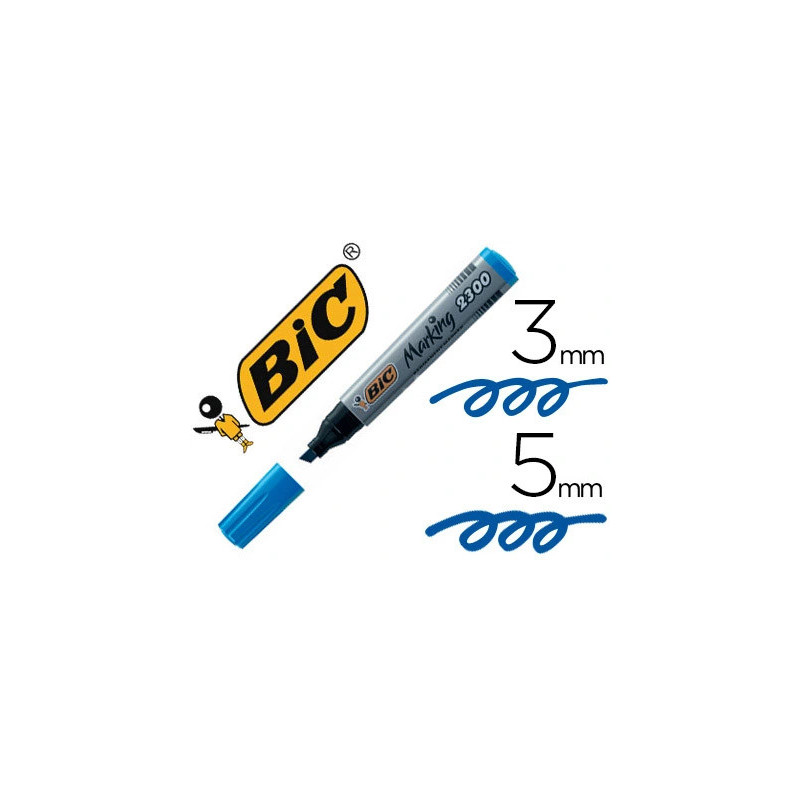BIC Marking 2300 ECOlutions Marqueurs Permanents à Pointe Moyenne Biseautée - Bleu