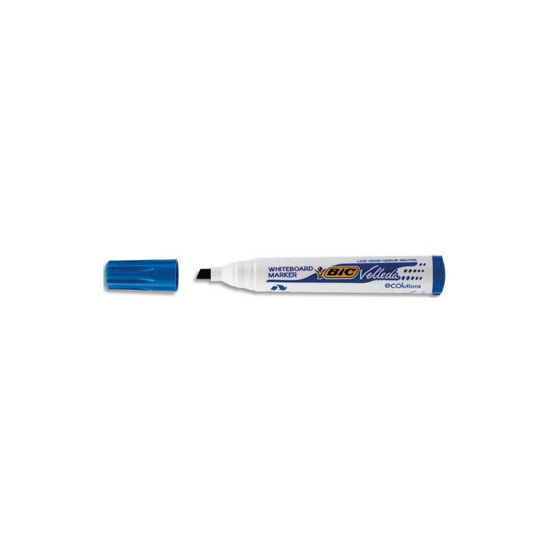 BIC Velleda 1751 ECOlutions Feutres pour Tableau Blanc Effaçables à Sec à Pointe Moyenne Biseautée - Bleu