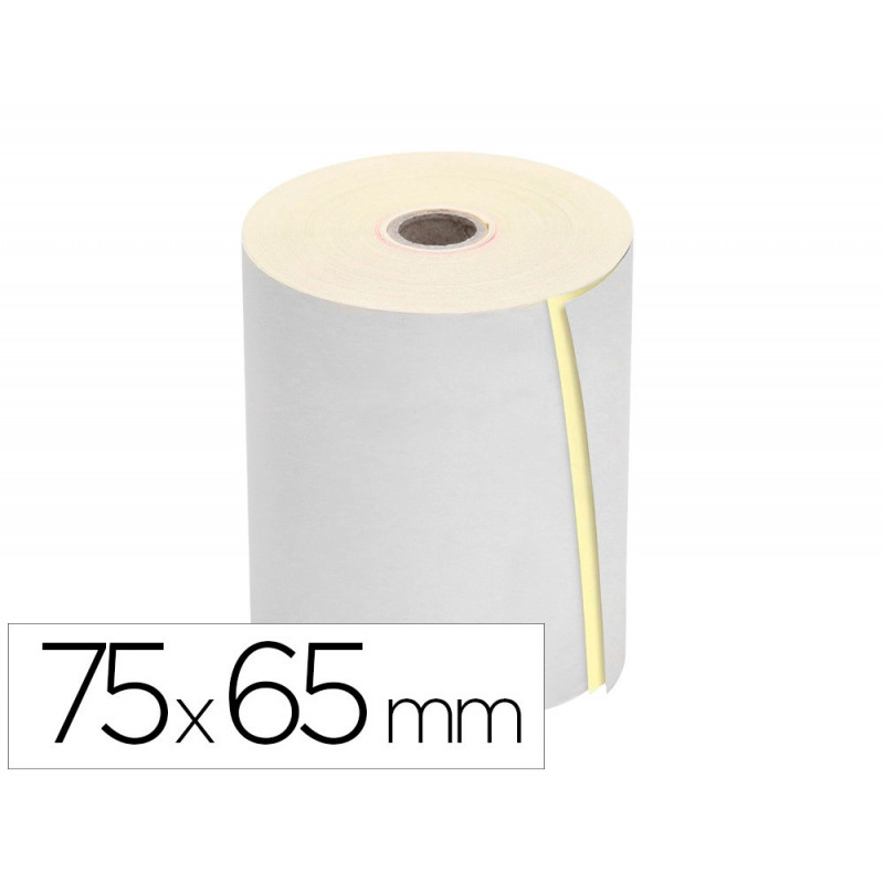 Bobine thermique q-connect 75 mm largeur x 65 mm diametre 2 feuilles