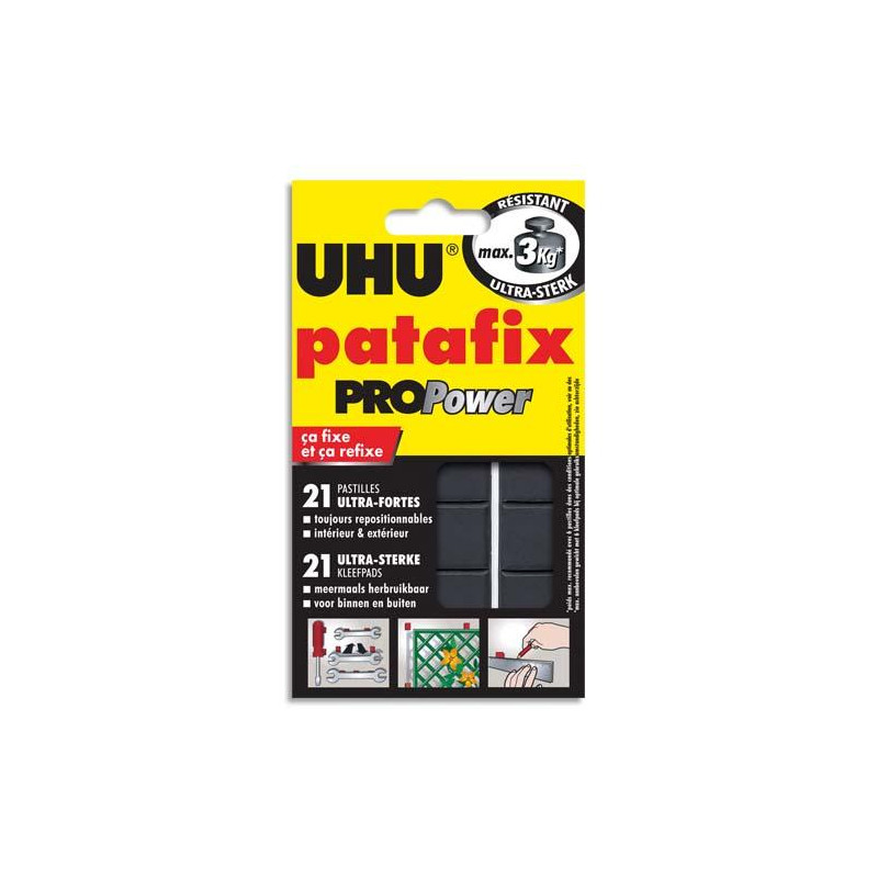 UHU Etui de 21 pastilles PATAFIX Blanche Pro Power résistance ultra forte 3kg