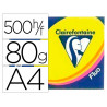 CLAIREFONTAINE Ramette 4x125F papier couleur Trophée 80g A4 assortis fluo Rose,Jaune,vert,Orange