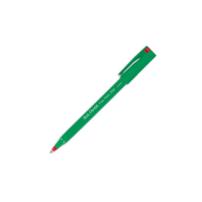 PENTEL Stylo feutre à bille pointe plastique 0,8 mm encre Rouge corps plastique Vert R 50