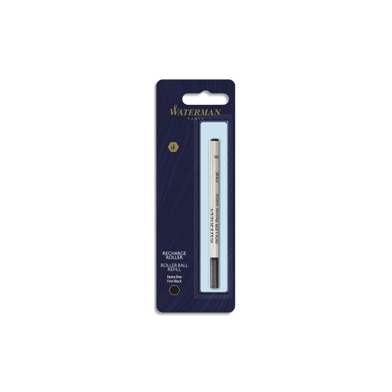 WATERMAN Recharge pour roller pointe fine encre Noire. En blister.