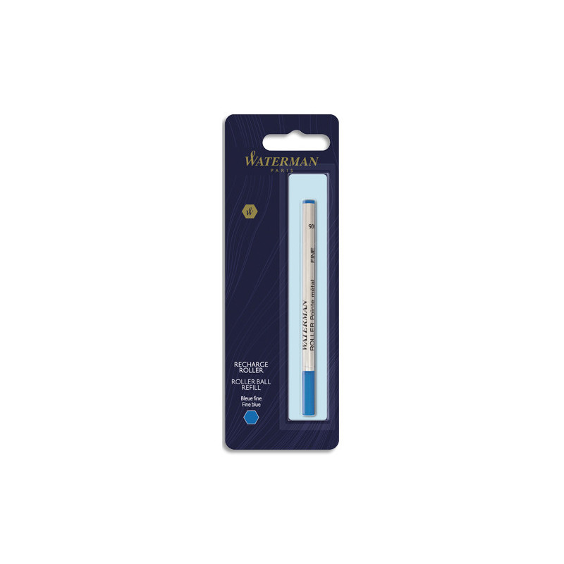 WATERMAN Recharge pour roller pointe fine encre Bleue. En blister.