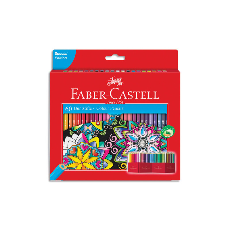 FABER CASTELL Etui Boîte château de 60 crayons de couleur