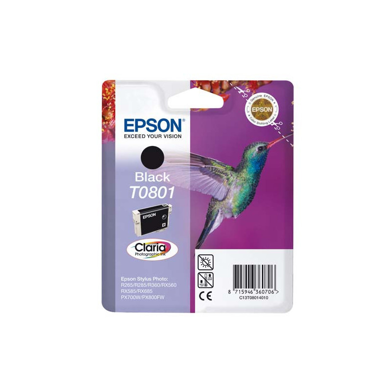 EPSON Cartouche Jet d'Encre Claria Noir ''Colibri'' - C13T08014011