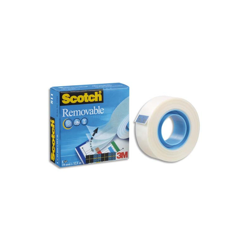 SCOTCH Ruban adhésif invisible repositionnable Magic 811 - 19 mm x 33 mètres, en boîte individuelle