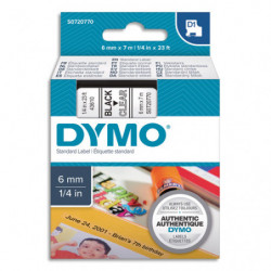 DYMO Ruban D1 Noir/transparent 6MMX7M pour 1000/1000+/2000/3500/4500/5000/5500