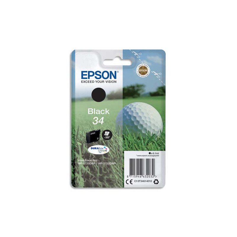 EPSON Cartouche Jet d'Encre DURABrite Ultra Black ''Balle de Golf'' 34 - C13T34614010