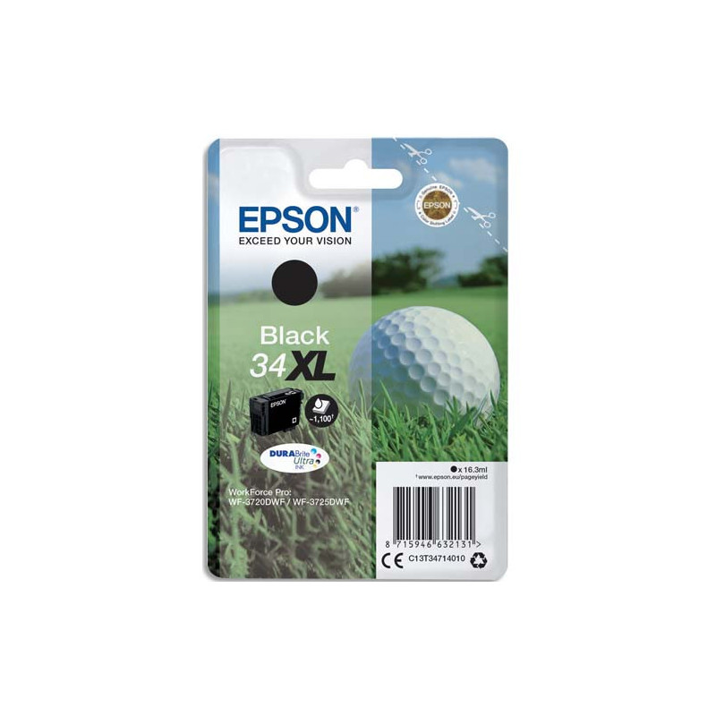 EPSON Cartouche Jet d'Encre DURABrite Ultra Black XL ''Balle de Golf'' 34 - C13T34714010