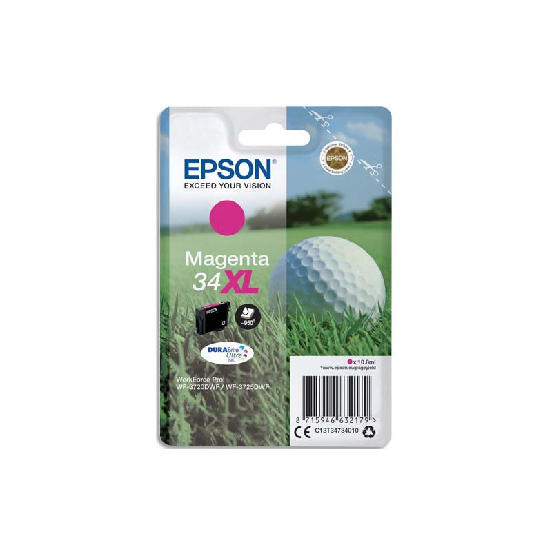 EPSON Cartouche Jet d'Encre DURABrite Ultra Magenta XL ''Balle de Golf'' 34 - C13T34734010