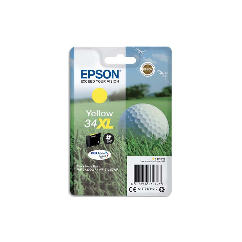 EPSON Cartouche Jet d'Encre DURABrite Ultra Yellow XL ''Balle de Golf'' 34 - C13T34744010