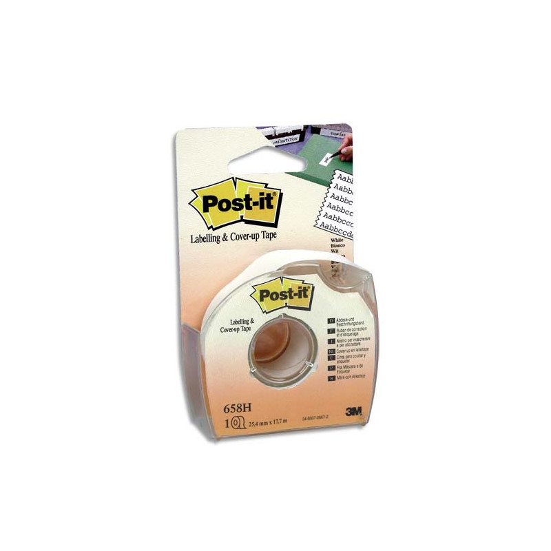POST-IT Bande de correction adhésive et repositionnable sur dévidoir plastique jetable 25,4 mm x 17,7 m