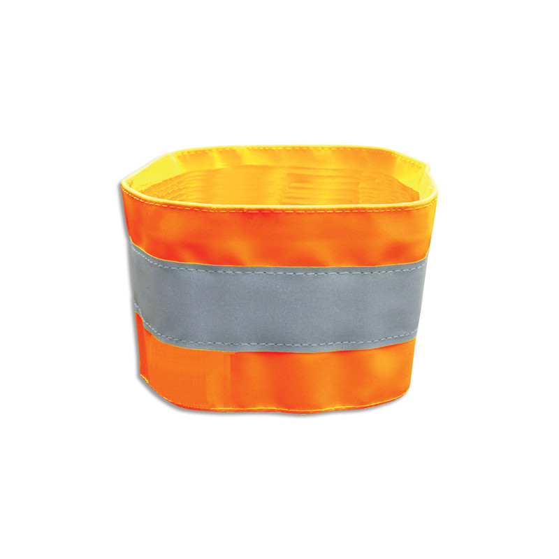 VISO Brassard de sécurité à bandes réfléchissantes Oranges en PVC, ajustable par scratch L48 x H7,5 cm