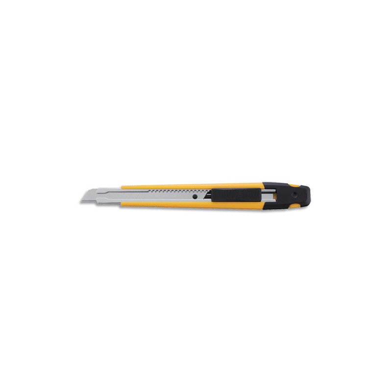 OLFA Cutter ambidextre A-1 Jaune Noir, poche, lame sécable - Largeur de la lame 9 mm