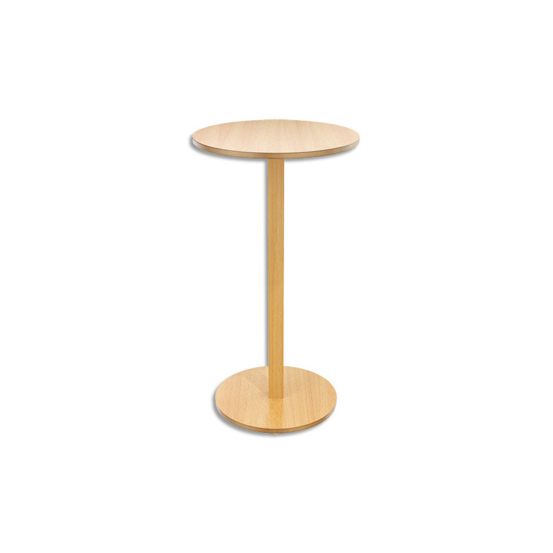 PAPERFLOW Mange debout Woody en MDF replaqué hêtre - Hauteur 110 cm, plateau D60 cm, socle D50 cm