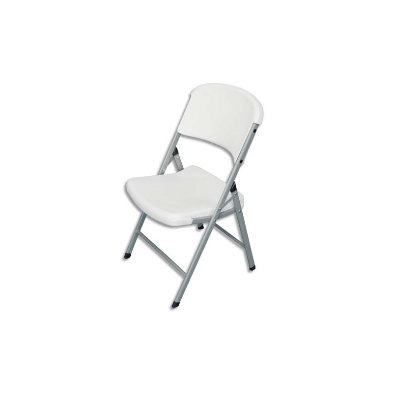 SODEMATUB Lot de 4 Chaises pliantes Blanches en polyéthylène, structure acier, épaisseur repliée 15 cm