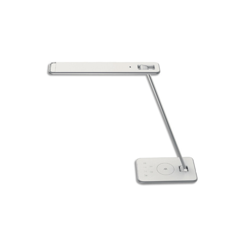 UNILUX Lampe LED Jazz Blanche, interrupteur tactile, port USB, chargeur, Tête 35 cm H47 cm Socle 12x20 cm