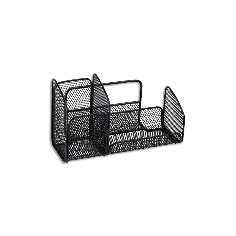 ALBA Organiseur de bureau en métal Mesh, 3 compartiments - Dim : L21 x H12,5 x P10 cm. Coloris noir