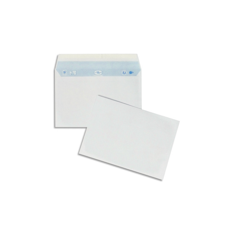 OXFORD Boîte de 200 enveloppes blanches auto-adhésives 90g format 162X229mm C5