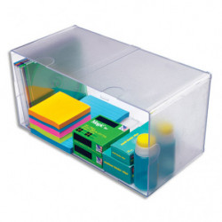 DEFLECTO Cube Double Transparent en polystyrène, système modulable - Dim. : L30,5 x H15,3 x P15,3 cm