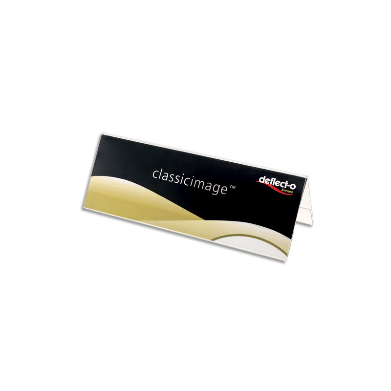 DEFLECTO Porte-nom de bureau Transparent, en polystyrène, format A4 - L29,7 x H11,1 x P9,6 mm