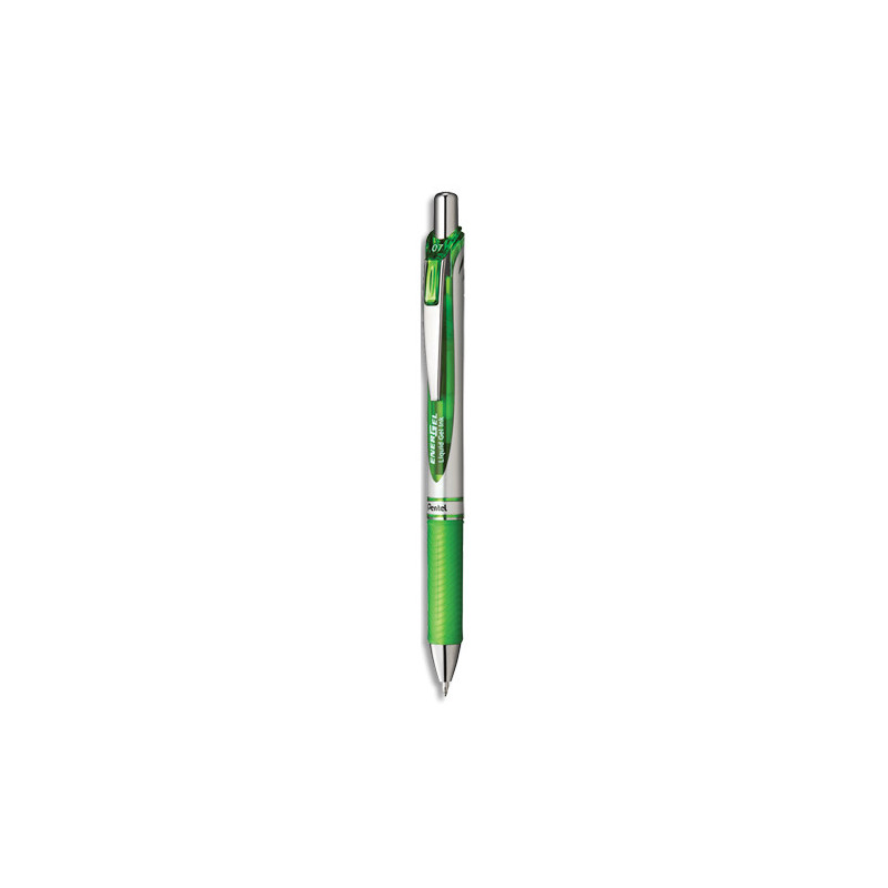 PENTEL Stylo à bille energel rétractable 0,7 mm. Encre à pigment infalsifiable Verte.