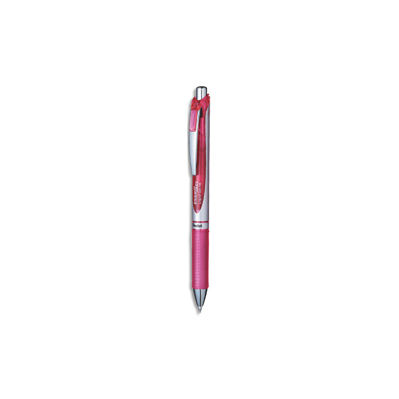 PENTEL Stylo à bille energel rétractable 0,7 mm. Encre à pigment infalsifiable Rose.
