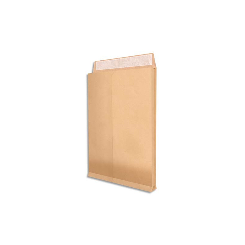 Paquet de 25 pochettes kraft armé brun 120 g, 3 soufflets de 5 cm, C4 : 229x324mm. Autoadhésive