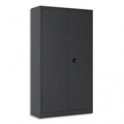 PIERRE HENRY Armoire haute monobloc Corps et Rideau Anthracite, porte battante - Dim L90 x H180 x P43 cm